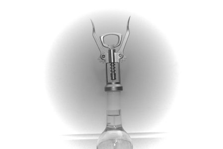 Corkscrew wine opener  On a white background, smoothly 