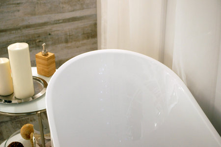 Bathroom. Bath and decorations.