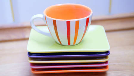 Color tableware coffee.の写真素材