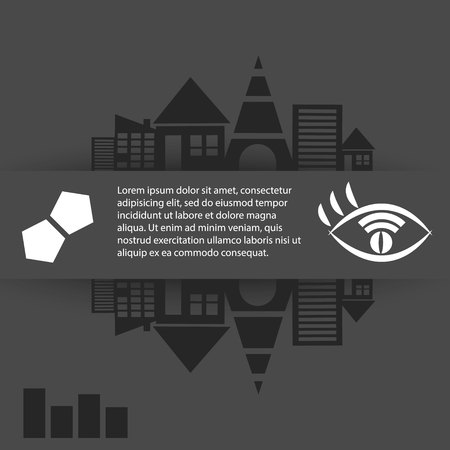 Interactive graphics in the style of the city. Houses and charts, a place in your textのイラスト素材