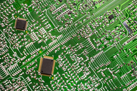 Electronic board with radio parts and chip processor from electronic deviceの写真素材