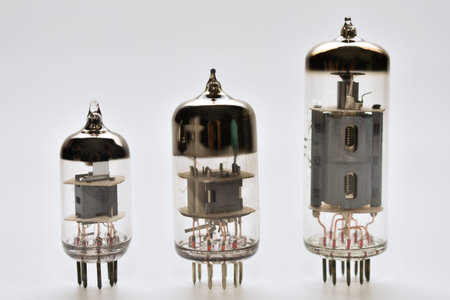 different sizes of vacuum glass lamps used in electronic amplifying technology for audio and video.の写真素材