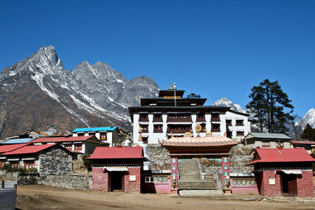 Tengboche - Buddhist Tibetan Monastery in Khumbu, Mont Everest region, Nepal. Sagarmatha National...