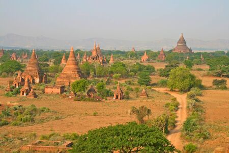 The temples of Bagan at sunrise, Myanmar (Burma).の写真素材