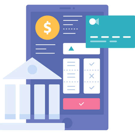Mobile banking vector phone flat icon isolatedのイラスト素材