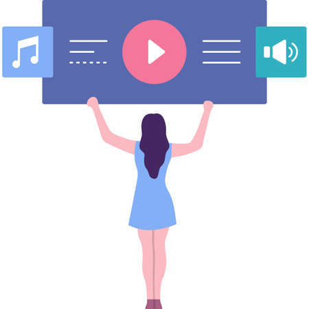 Woman viewing video media content vector iconのイラスト素材