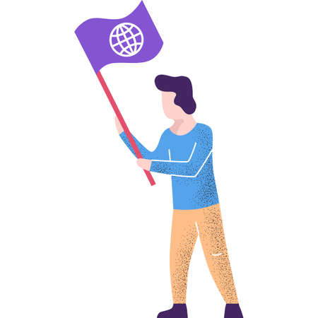 Eco-activist protesting with flag vector flat iconのイラスト素材