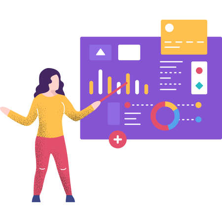 Woman giving business report online vector iconのイラスト素材
