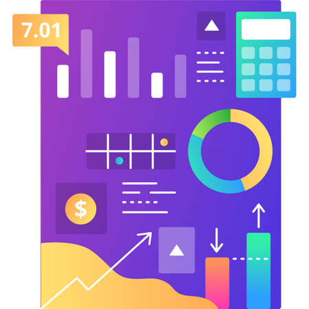 Vector financial data analytics in chart iconのイラスト素材