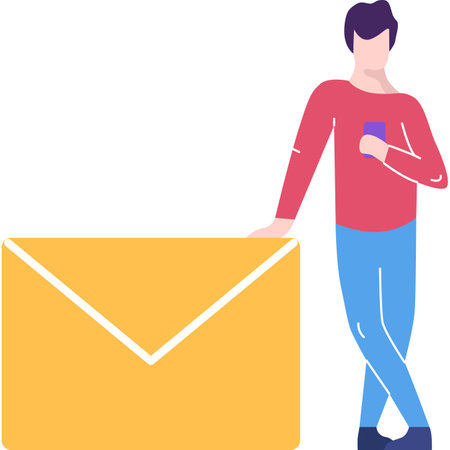 Virtual assistant icon vector man getting emailのイラスト素材