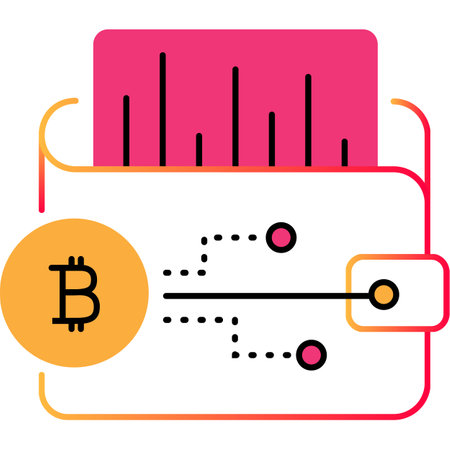 Bitcoin wallet icon block chain mining vectorのイラスト素材