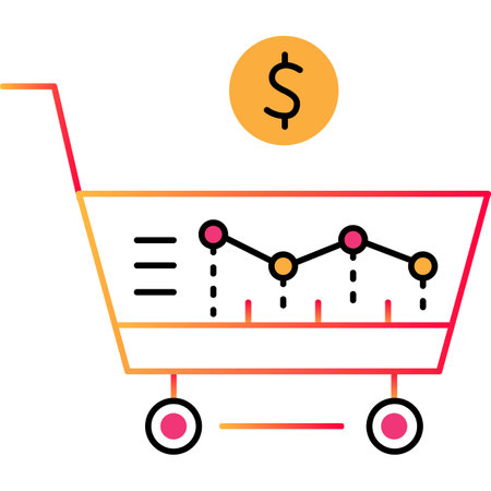 Sales icon trolley cart and financial graph vectorのイラスト素材