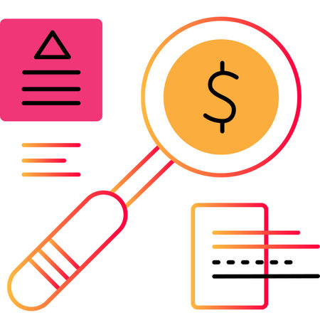 Search money outline icon magnifying glass vectorのイラスト素材