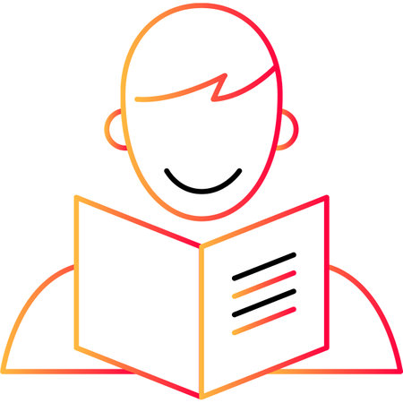 Boy reading outline icon vector little studentのイラスト素材