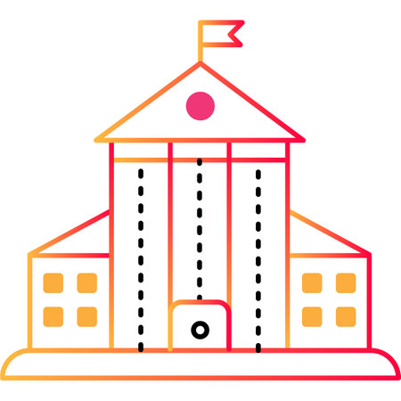 University building outline icon flat school houseのイラスト素材
