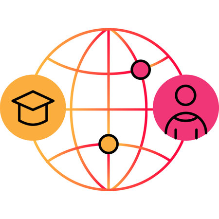 Global education outline icon vector globeのイラスト素材