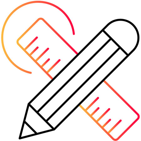 Pencil ruler tools outline icon vector isolatedのイラスト素材