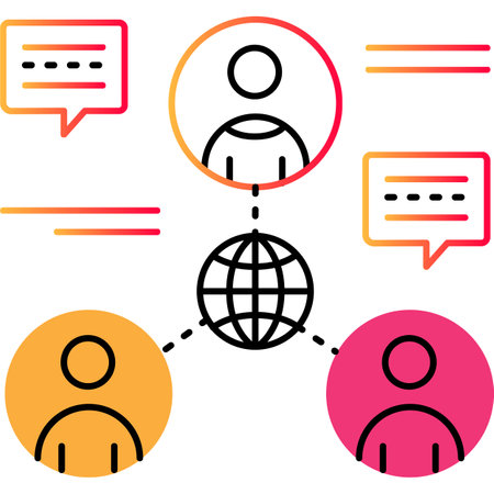 Global social network outline icon vector peopleのイラスト素材