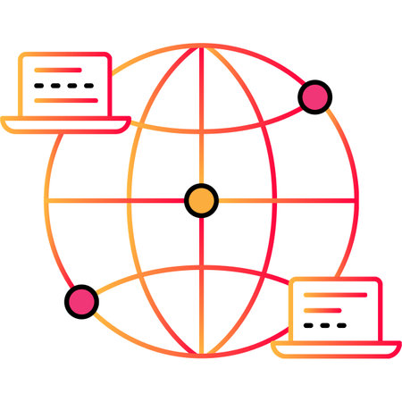Computer network outline icon cloud computing techのイラスト素材