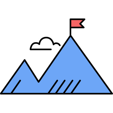 Mountain top vector goal path to success iconのイラスト素材