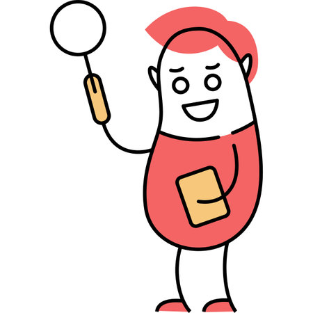 Vector character search with magnifying glass iconのイラスト素材