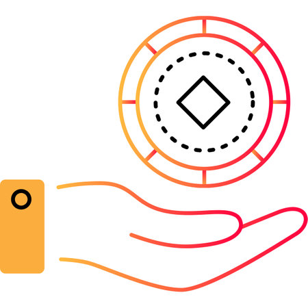 Hand holding coin outline icon income vectorのイラスト素材
