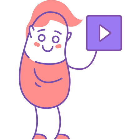 Funny character watching video content icon vectorのイラスト素材
