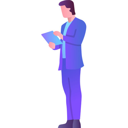 Businessman using mobile tablet flat vector iconのイラスト素材