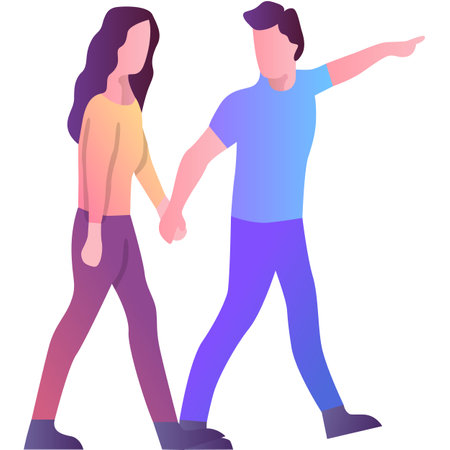 Happy family couple walking together vector iconのイラスト素材