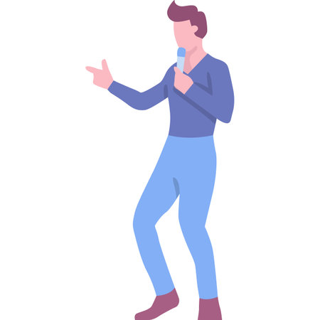 Man signing in microphone vector karaoke iconのイラスト素材