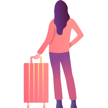 Woman with travel luggage vector icon isolatedのイラスト素材