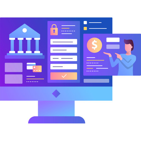 Online banking icon flat vector money paymentのイラスト素材