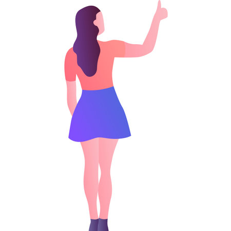 Woman gesturing thumbs up rear view vectorのイラスト素材