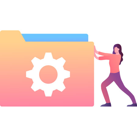 Data project folder vector icon woman managerのイラスト素材