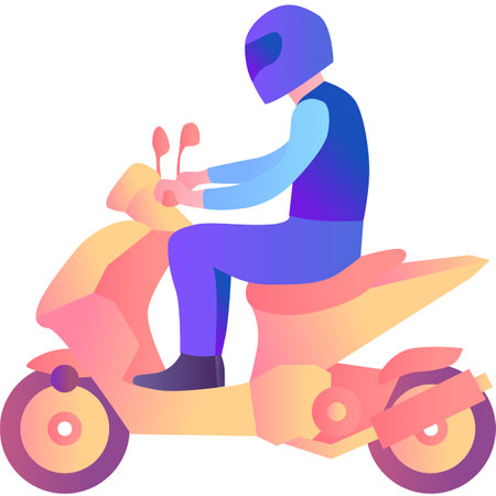 Man driving motorcycle vector flat icon isolatedのイラスト素材