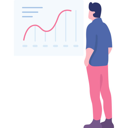 Man analyzing graph vector icon work data chartのイラスト素材