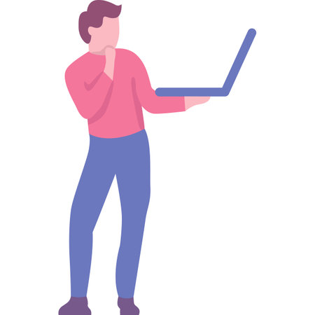 Man looking at laptop screen vector iconのイラスト素材