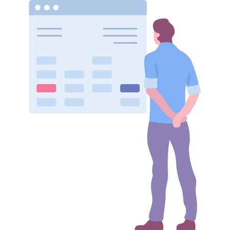 Money management icon vector man analyzing dataのイラスト素材