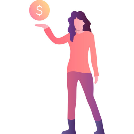Woman with dollar coin vector icon isolatedのイラスト素材