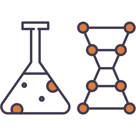 Science vector icon with chemical flask and dnaのイラスト素材
