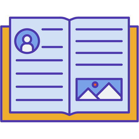 Biography book vector open autobiography text iconのイラスト素材