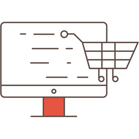Online purchase icon vector computer with basketのイラスト素材