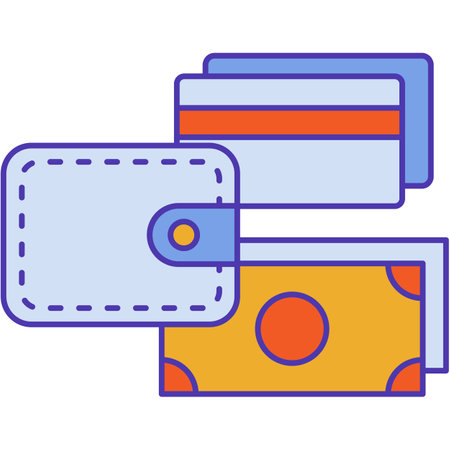 Bank card, wallet and money vector iconのイラスト素材