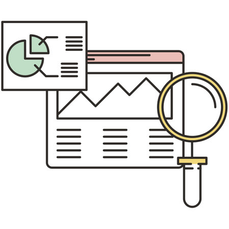 Data statistic analysis icon vector graph chart and loupe flat designのイラスト素材
