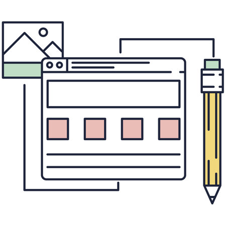 Graphic design flat vector icon blueprint, content developmentのイラスト素材