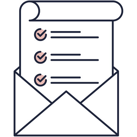 Letter confirmation flat icon vector envelop with paper document and checkmarkのイラスト素材