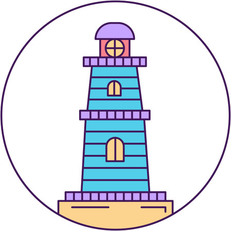 Tower icon vector control fort castle in circleのイラスト素材