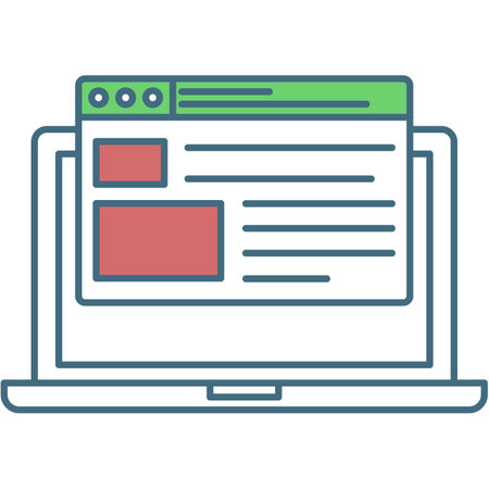 Laptop computer icon with vector website on screenのイラスト素材