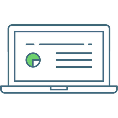 Laptop computer with graph chat on screen iconのイラスト素材
