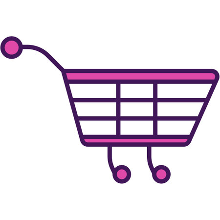Trolley cart icon, flat vector supermarket basketのイラスト素材
